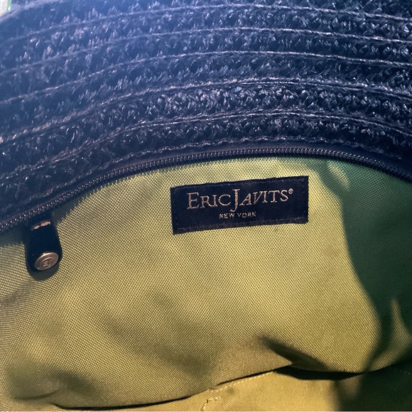 ERIC JAVITS BLACK STRAW SHOULDER BAG - Picture 12 of 12